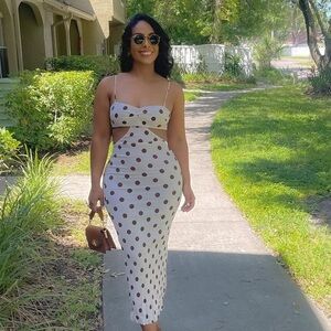 Zara Cream Dress with Brown Dots